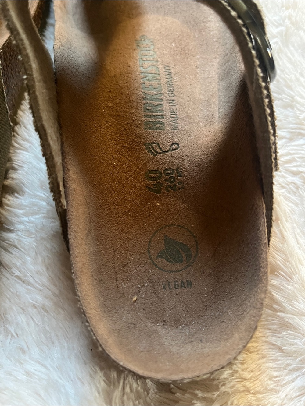 Vegan Birkenstock Tan Canvas Thong Sandals Big Buckle Rivet Logo Khaki 9 40 - Picture 6 of 8